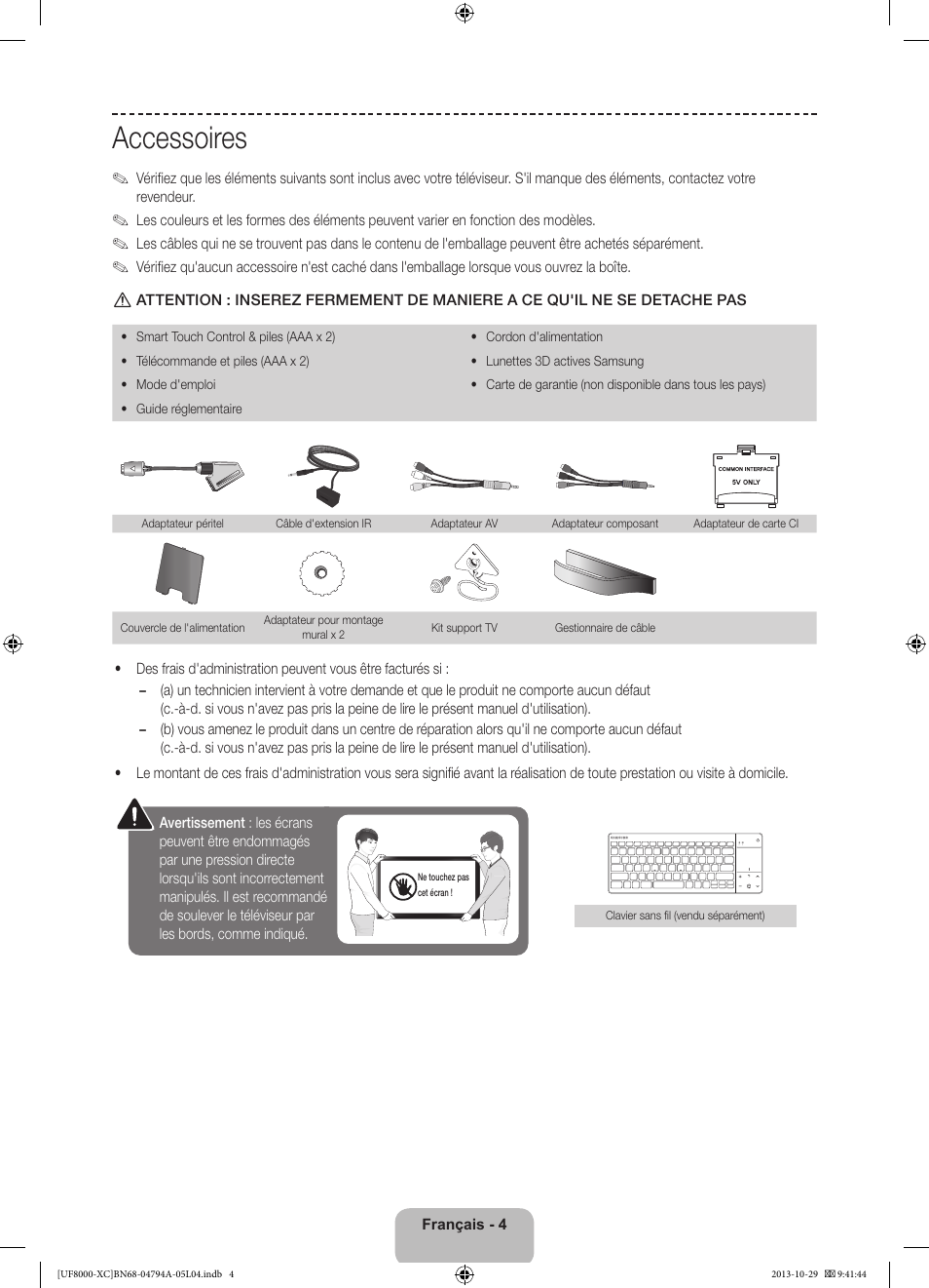 Accessoires | Samsung UE55F8000SL User Manual | Page 28 / 97