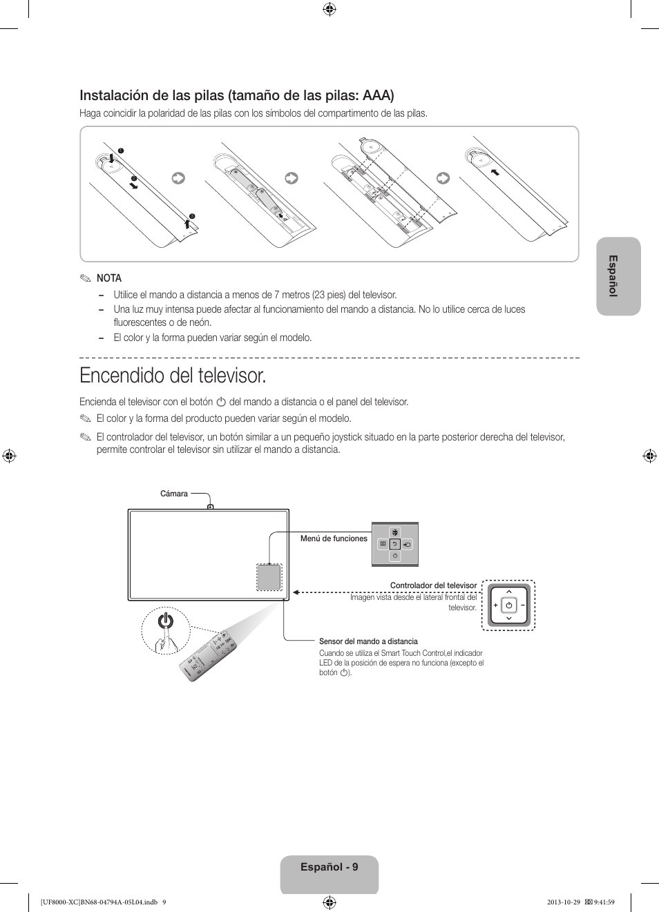 Encendido del televisor | Samsung UE55F8000SL User Manual | Page 57 / 97