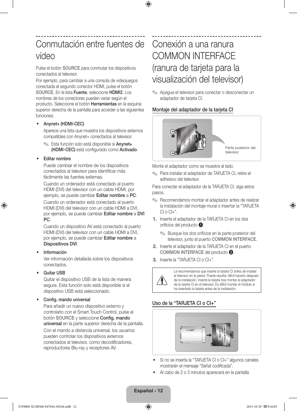 Conmutación entre fuentes de vídeo | Samsung UE55F8000SL User Manual | Page 60 / 97