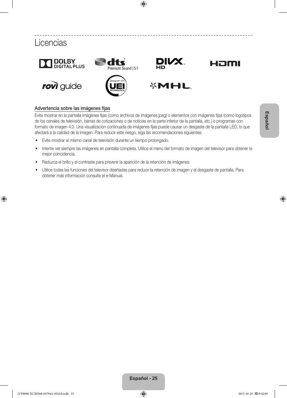 Licencias | Samsung UE55F8000SL User Manual | Page 73 / 97