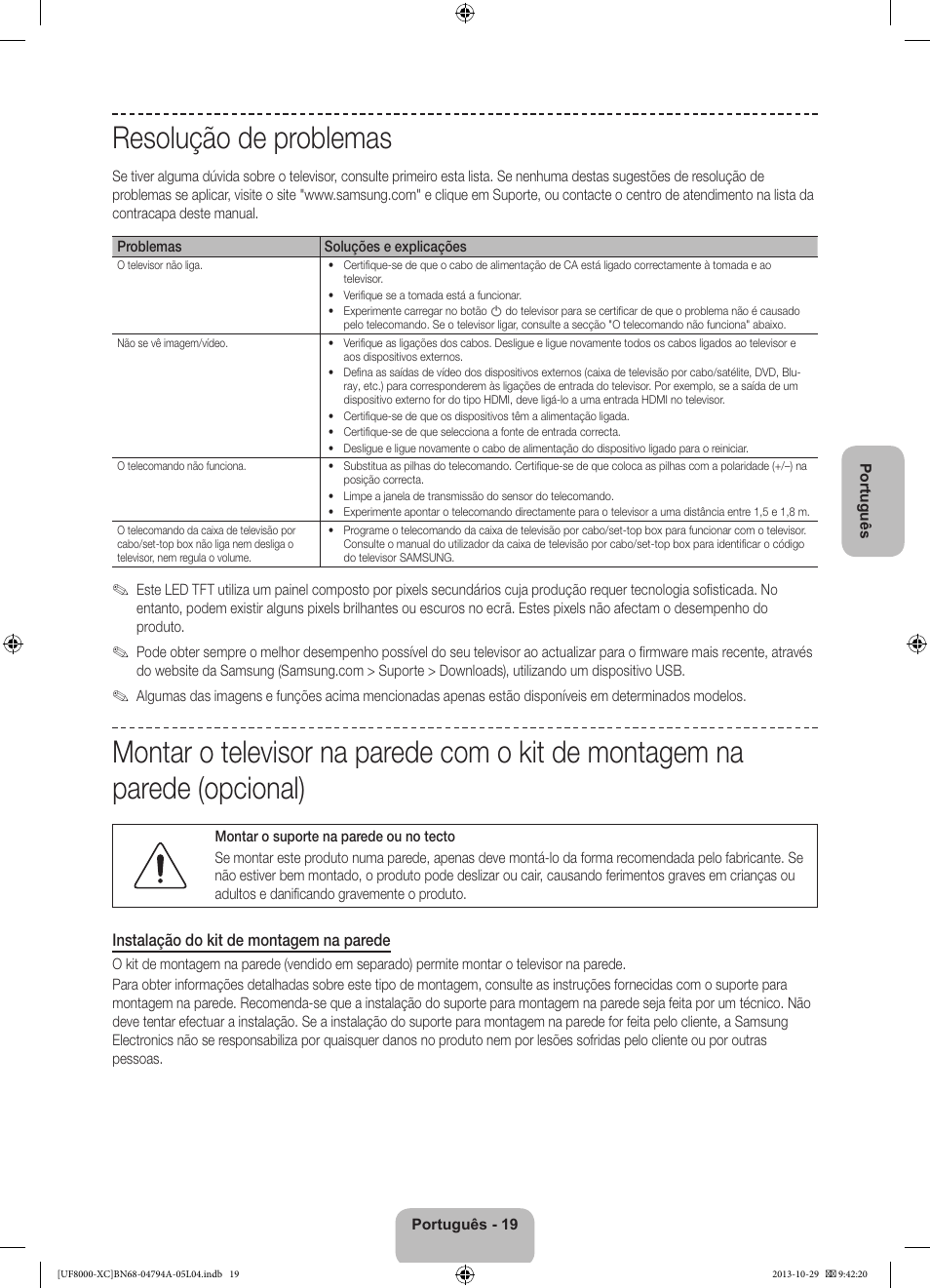 Resolução de problemas | Samsung UE55F8000SL User Manual | Page 91 / 97