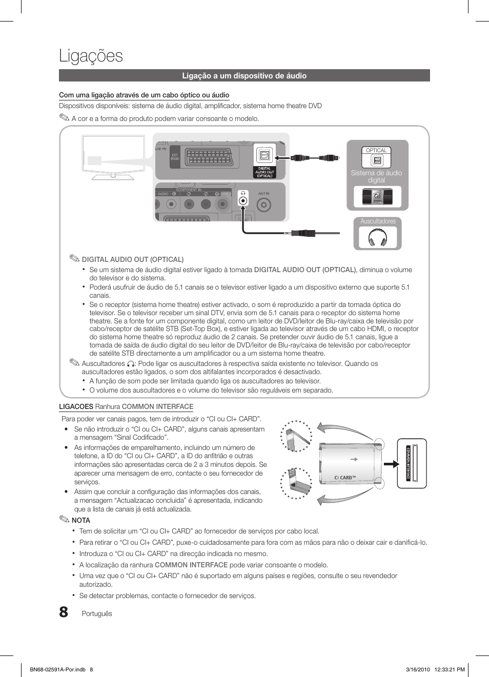 Ligações | Samsung LE19C451E2W User Manual | Page 125 / 236