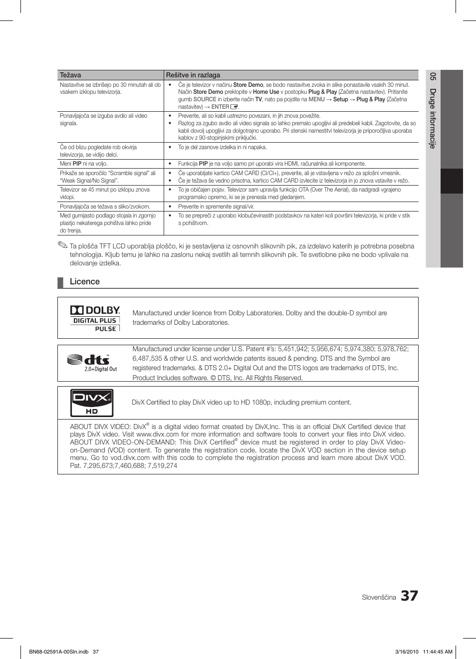 Licence | Samsung LE19C451E2W User Manual | Page 193 / 236