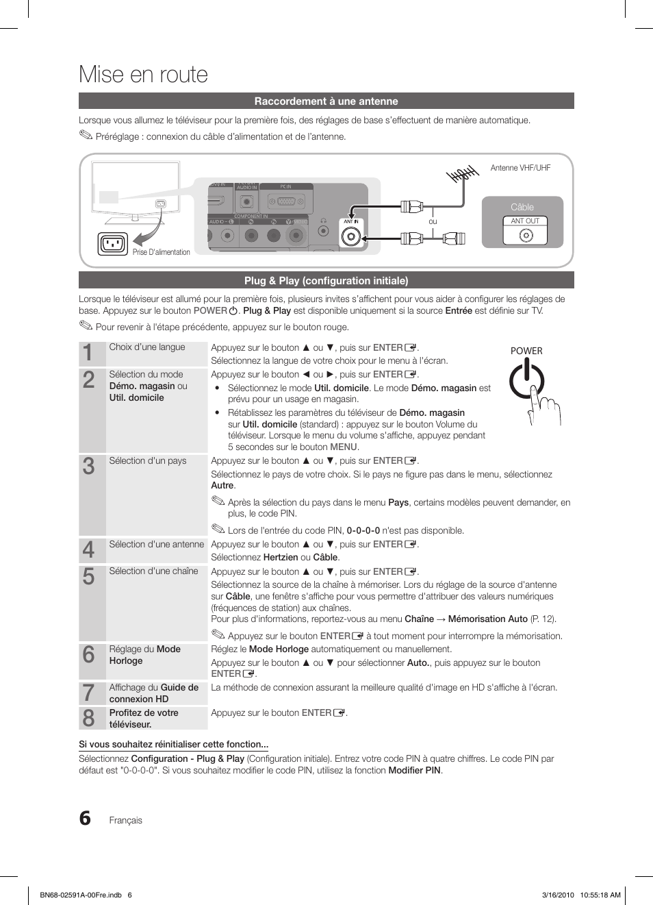 Mise en route | Samsung LE19C451E2W User Manual | Page 45 / 236