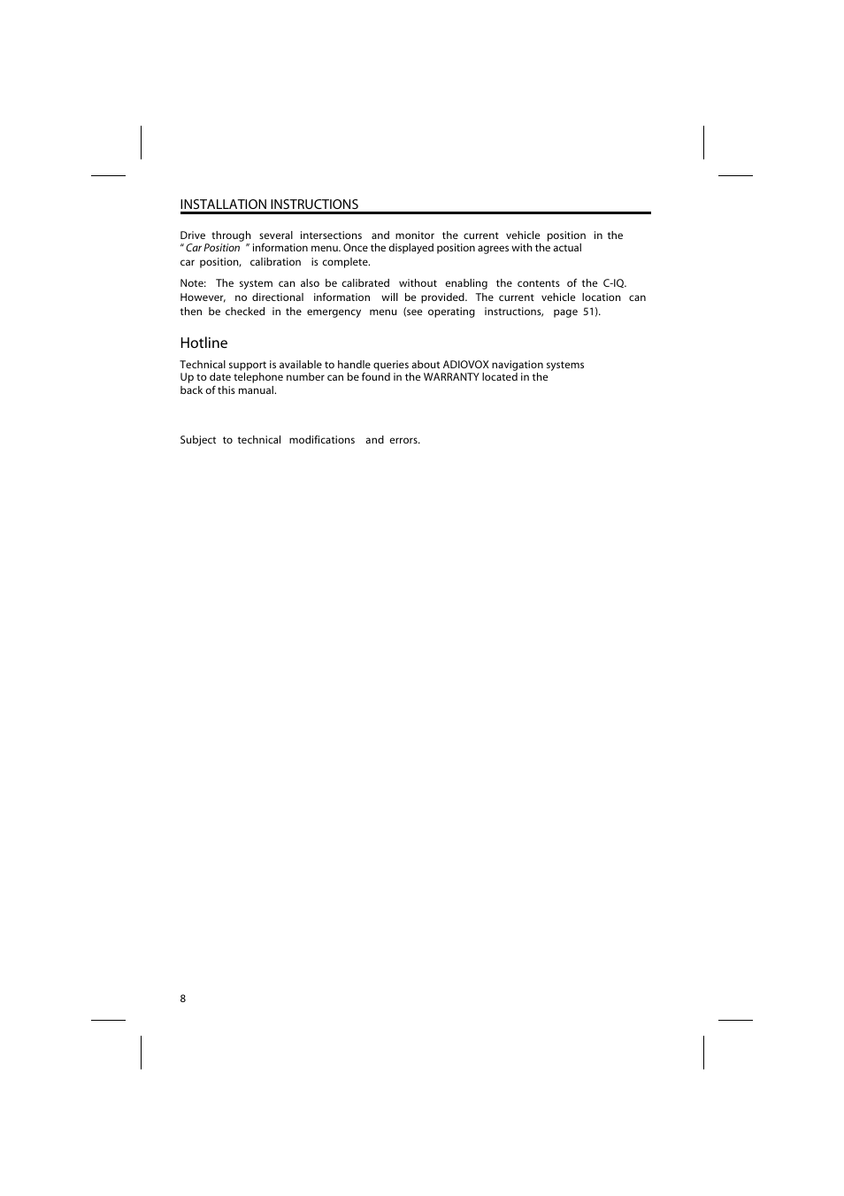 Hotline | Audiovox MS4150RS User Manual | Page 12 / 64