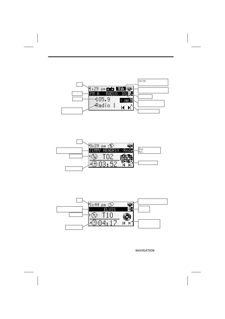 9 radio 1, Displays | Audiovox MS4150RS User Manual | Page 18 / 64