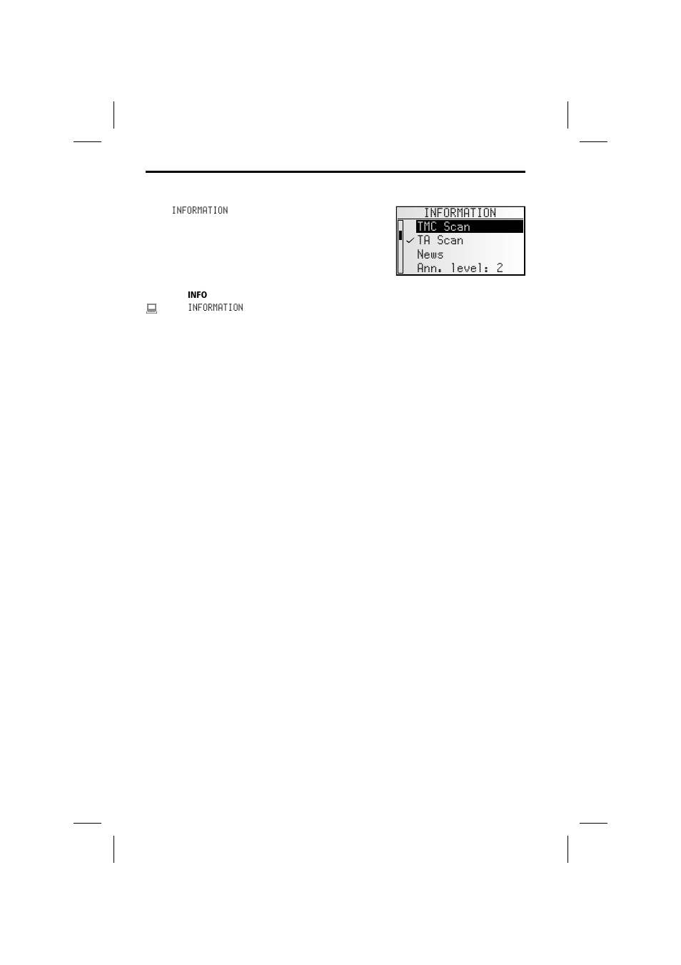 The “information” menu | Audiovox MS4150RS User Manual | Page 22 / 64