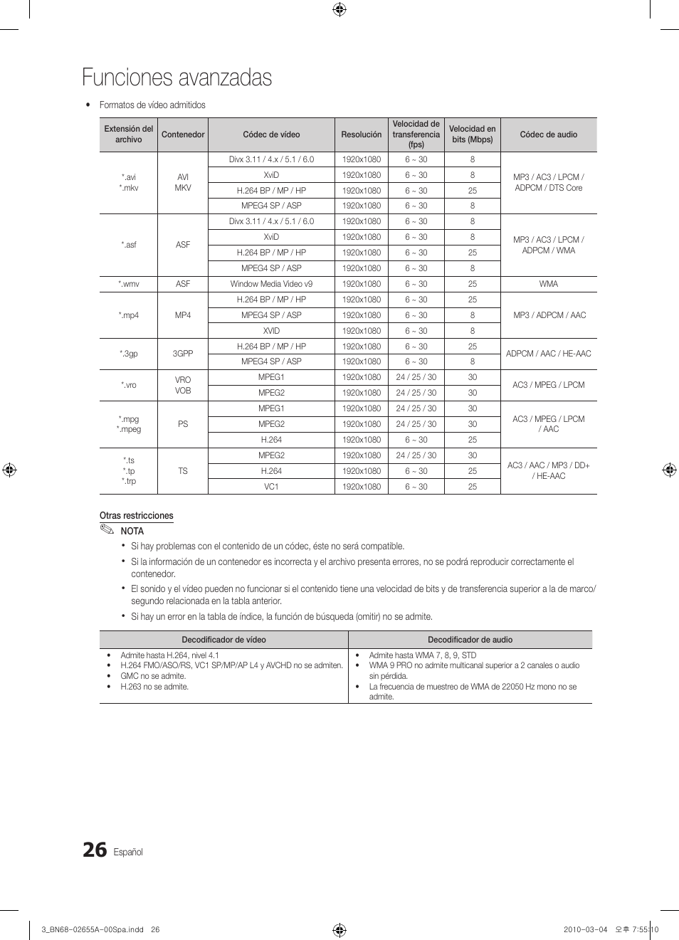 Funciones avanzadas | Samsung UE22C4000PW User Manual | Page 110 / 253