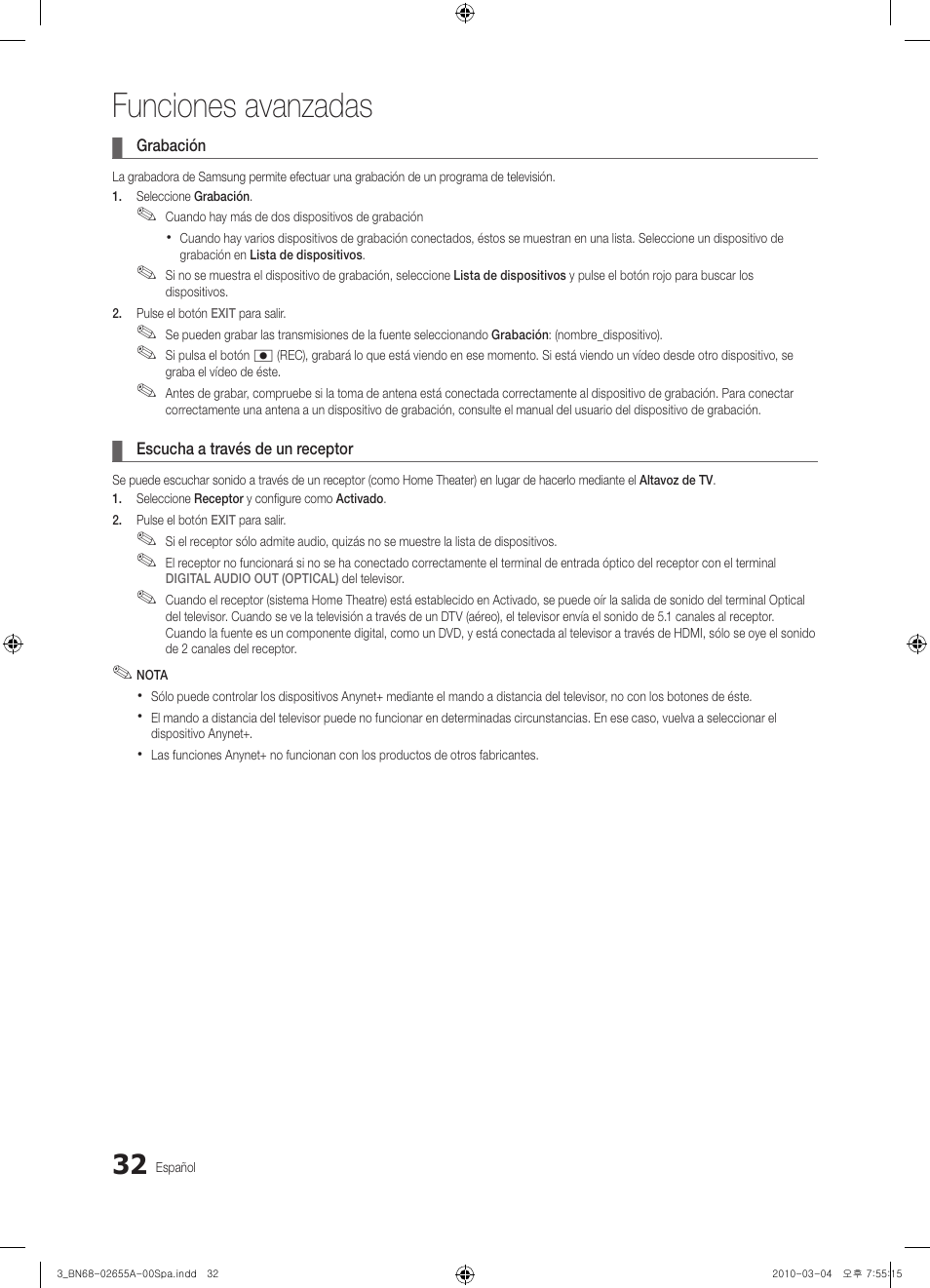 Funciones avanzadas | Samsung UE22C4000PW User Manual | Page 116 / 253