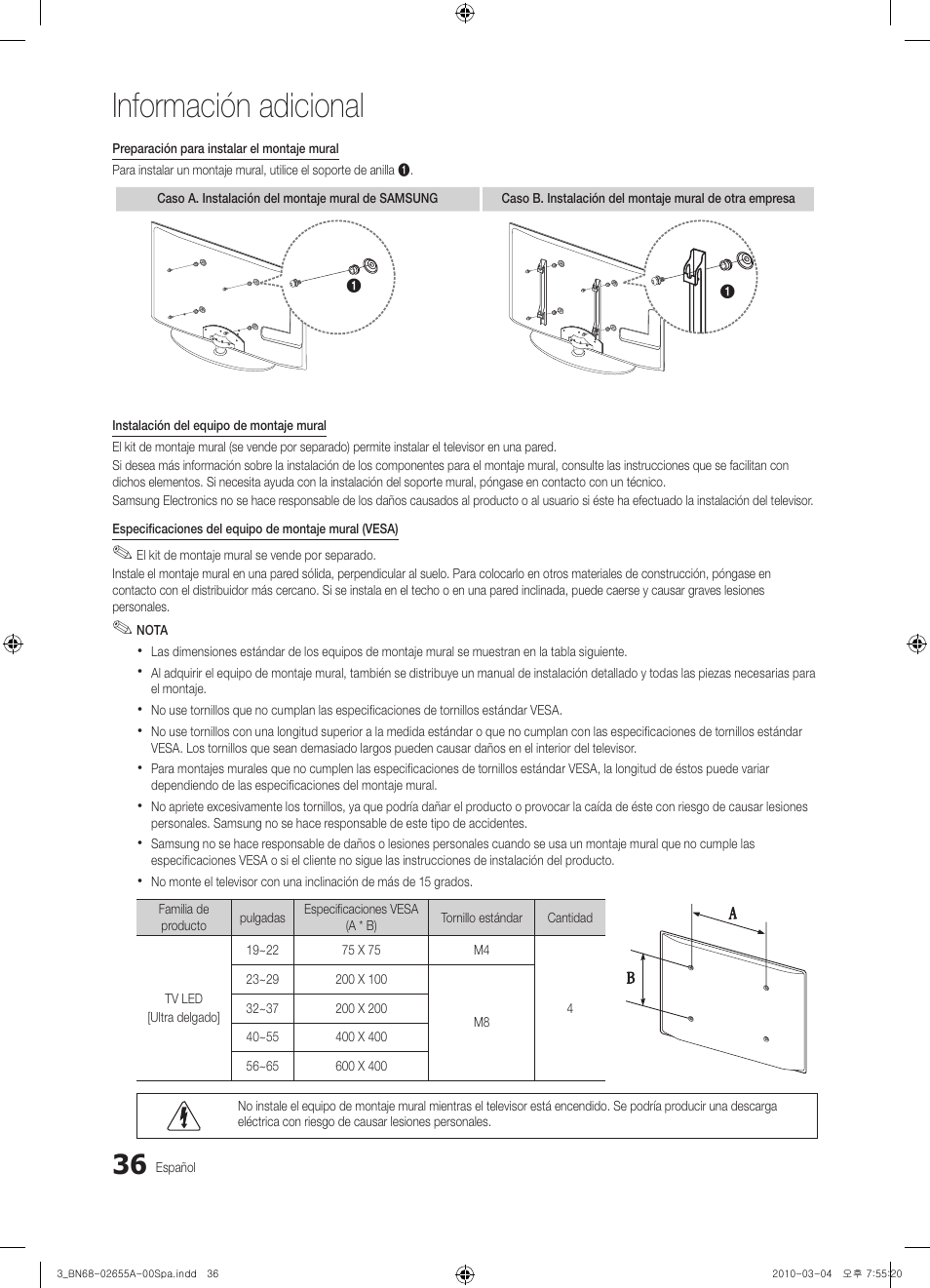 Información adicional | Samsung UE22C4000PW User Manual | Page 120 / 253