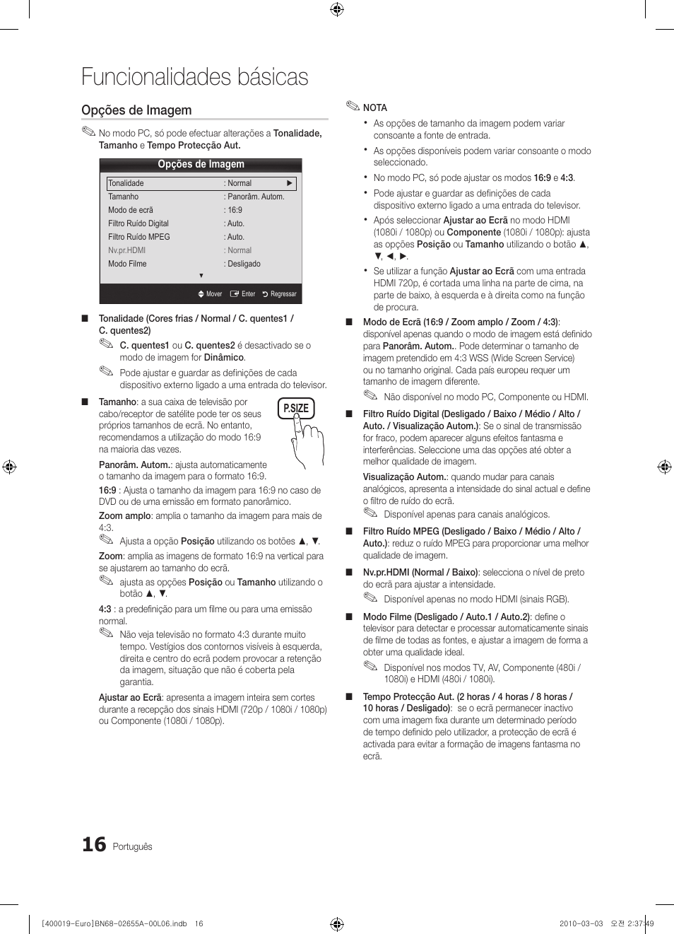 Funcionalidades básicas | Samsung UE22C4000PW User Manual | Page 142 / 253