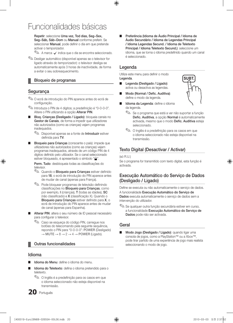 Funcionalidades básicas | Samsung UE22C4000PW User Manual | Page 146 / 253