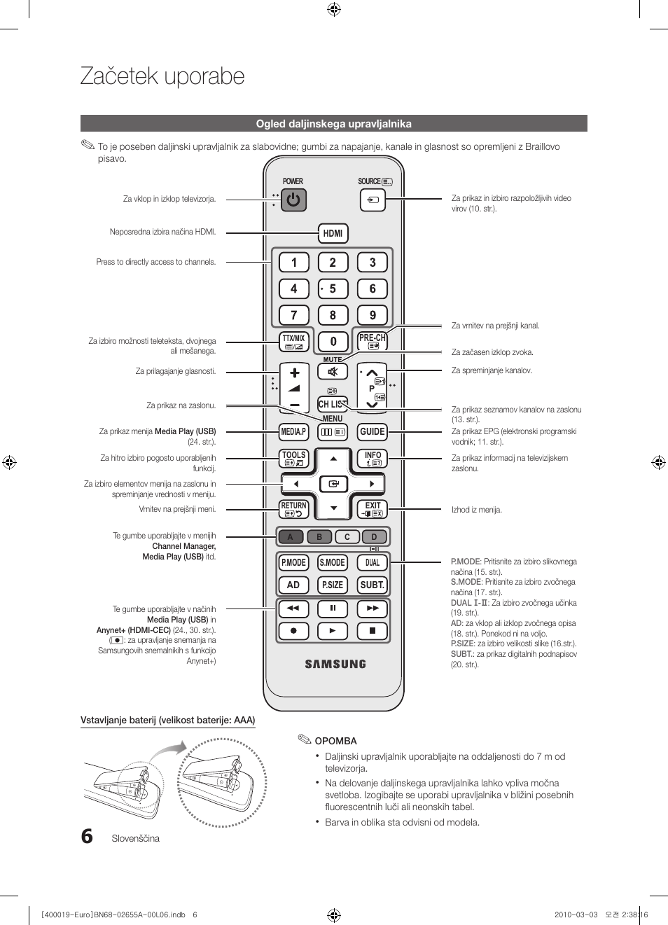 Začetek uporabe | Samsung UE22C4000PW User Manual | Page 174 / 253