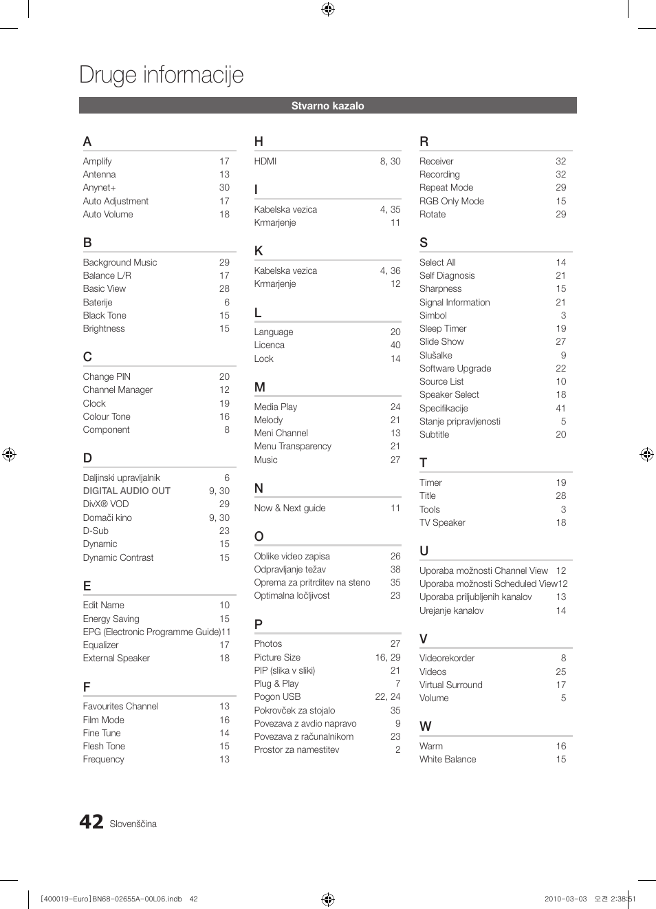 Druge informacije | Samsung UE22C4000PW User Manual | Page 210 / 253