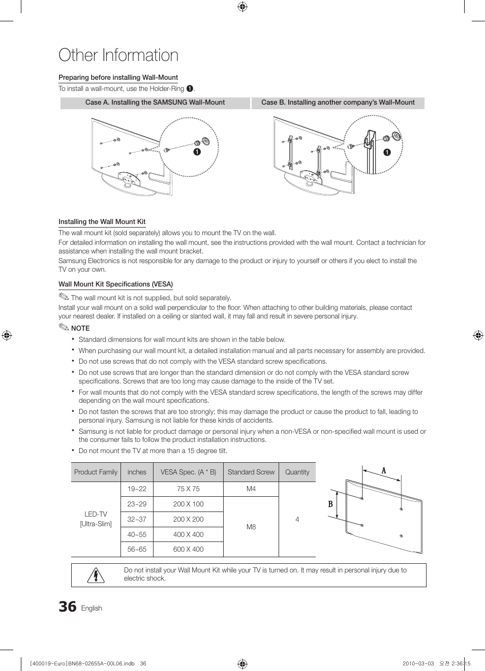 Other information | Samsung UE22C4000PW User Manual | Page 36 / 253