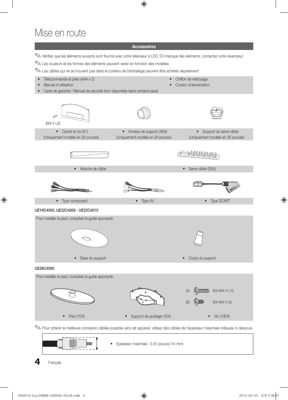 Mise en route | Samsung UE22C4000PW User Manual | Page 46 / 253