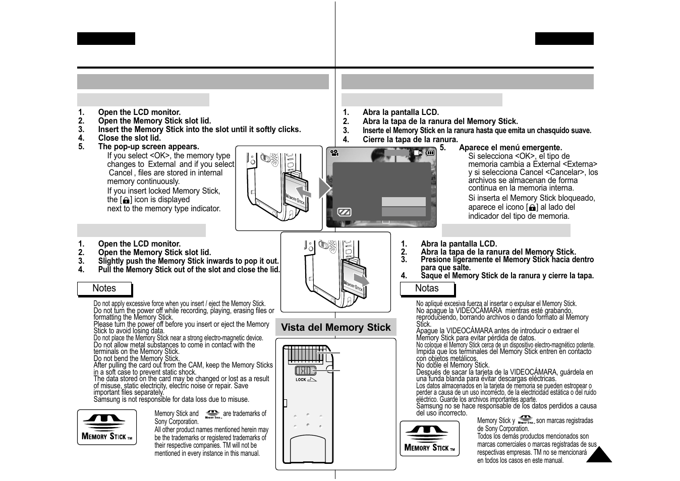 Getting started, Introducción, English | Español english | Samsung VP-M110S User Manual | Page 34 / 129