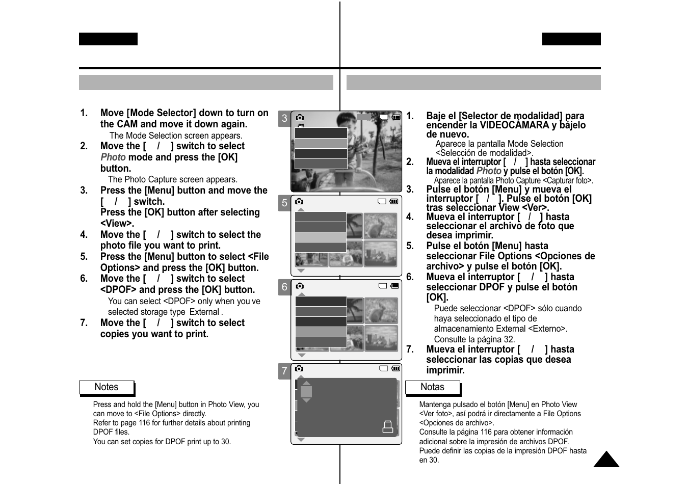 Photo mode : selecting file options | Samsung VP-M110S User Manual | Page 60 / 129