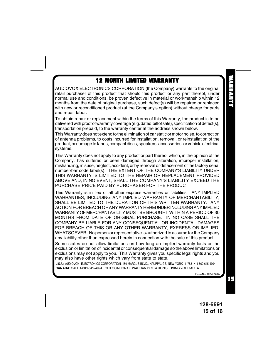 Audiovox ACD-27 User Manual | Page 15 / 16
