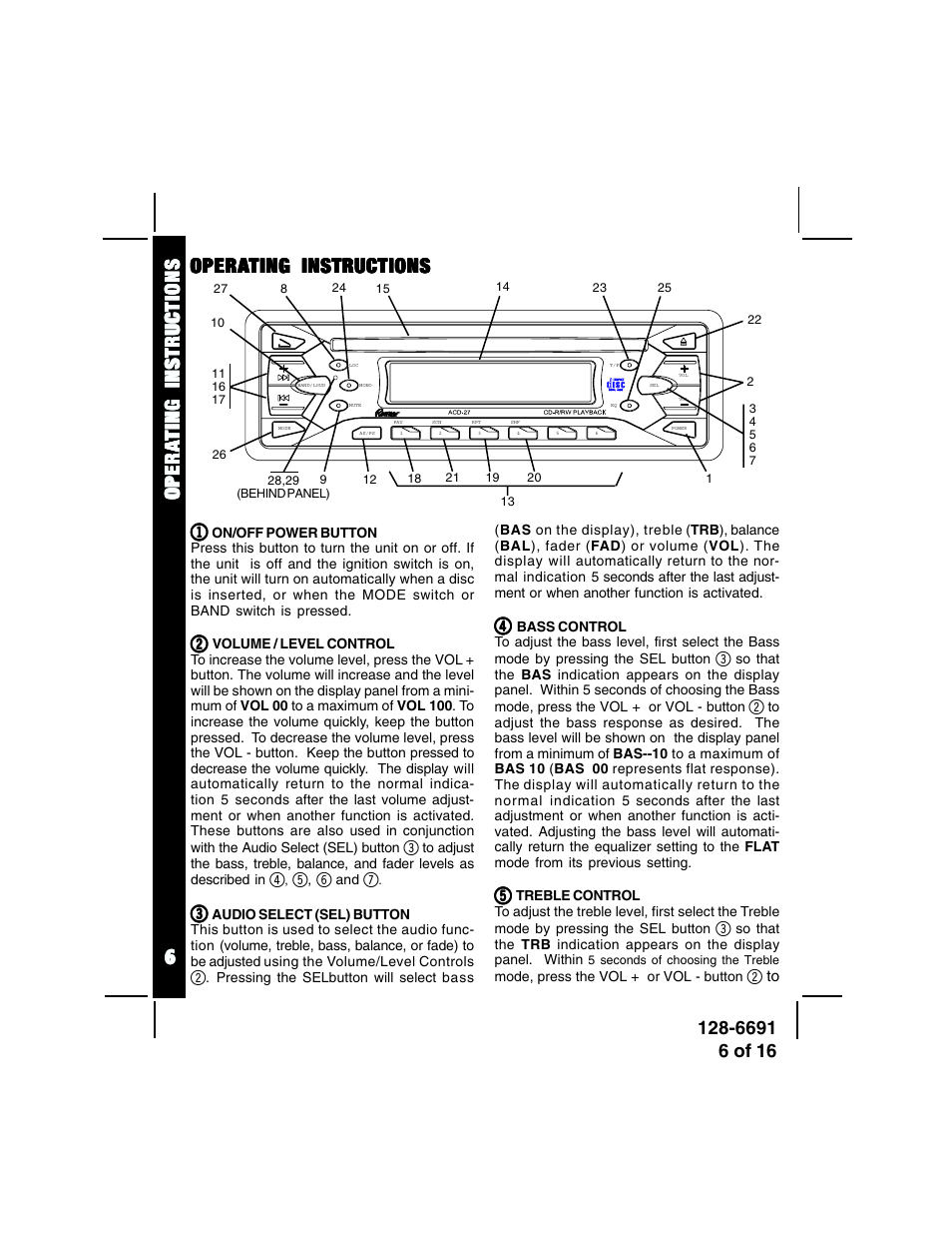 Oper | Audiovox ACD-27 User Manual | Page 6 / 16