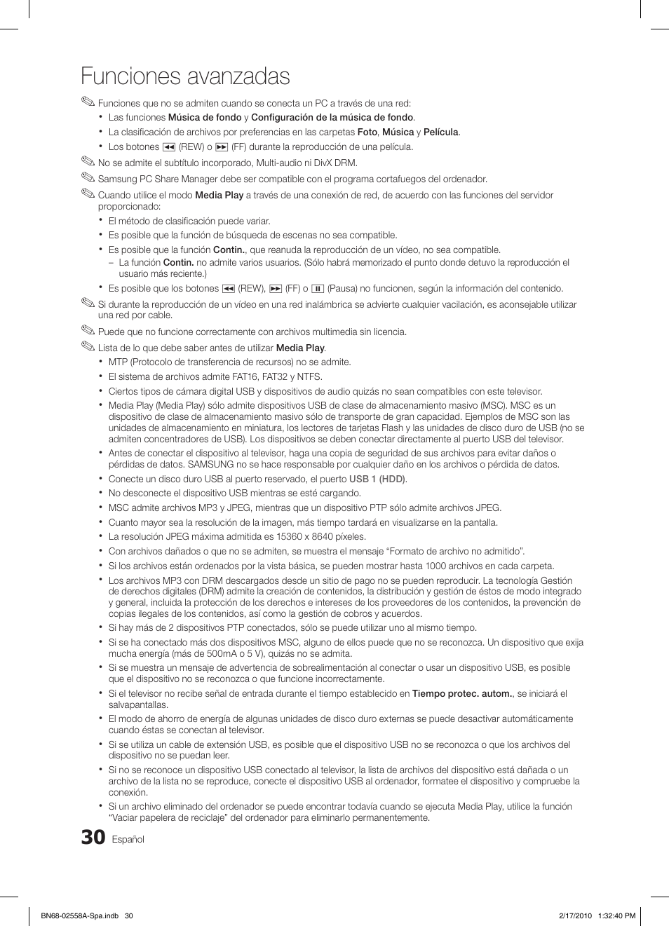 Funciones avanzadas | Samsung LE32C652L2W User Manual | Page 138 / 326