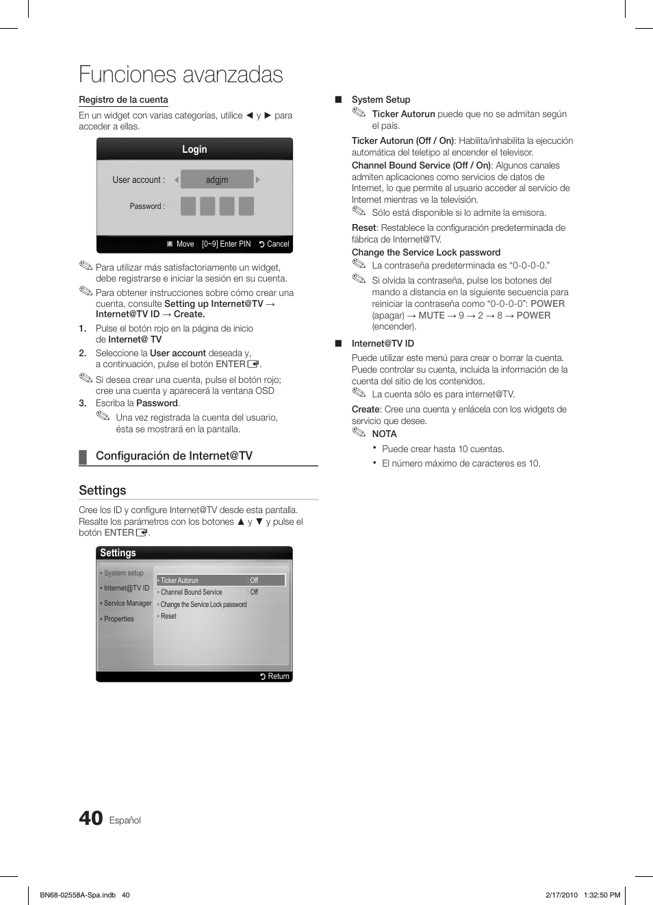 Funciones avanzadas, Settings | Samsung LE32C652L2W User Manual | Page 148 / 326