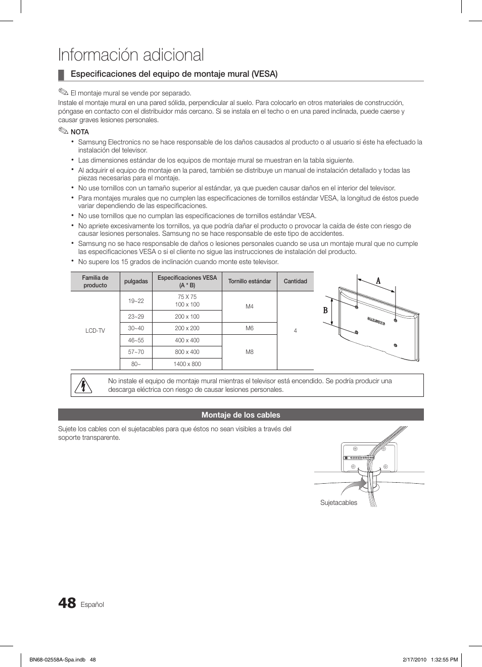 Información adicional | Samsung LE32C652L2W User Manual | Page 156 / 326