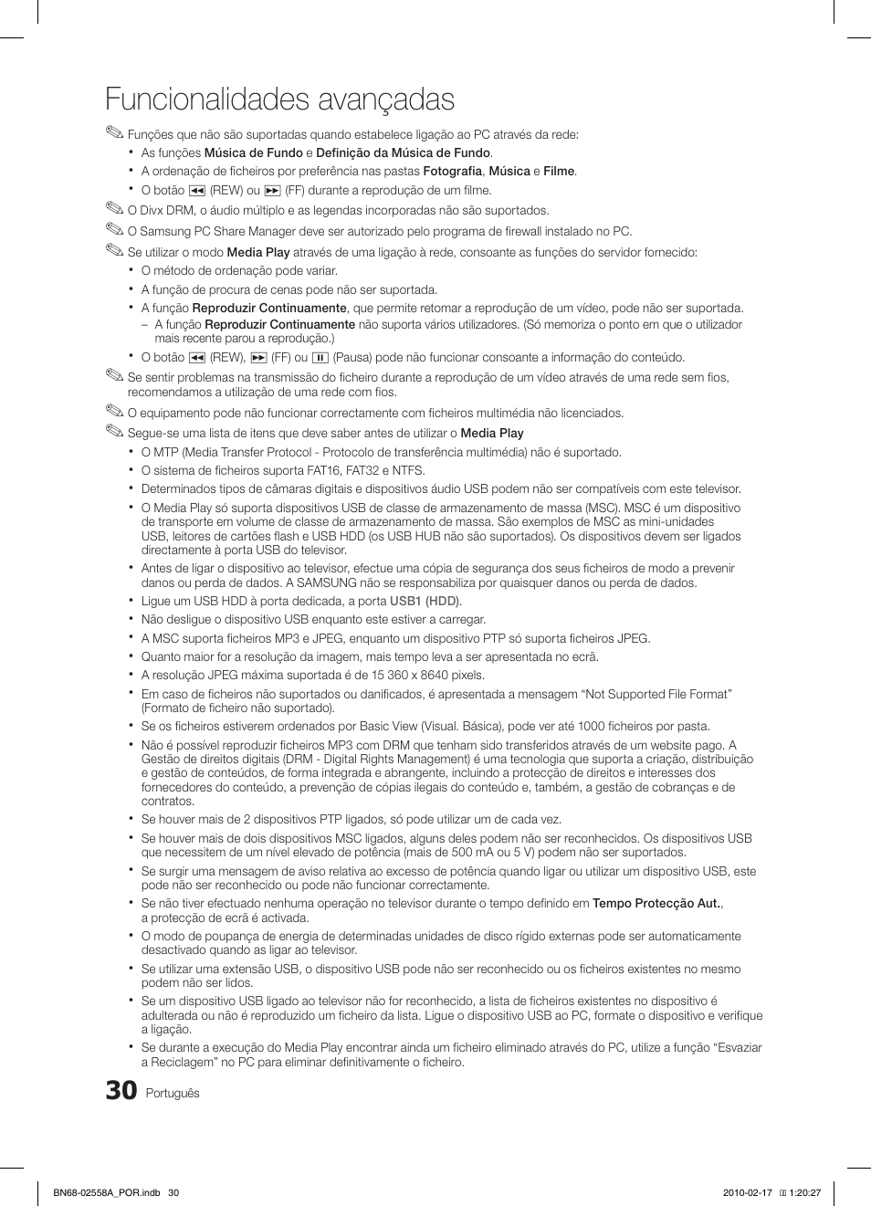 Funcionalidades avançadas | Samsung LE32C652L2W User Manual | Page 192 / 326