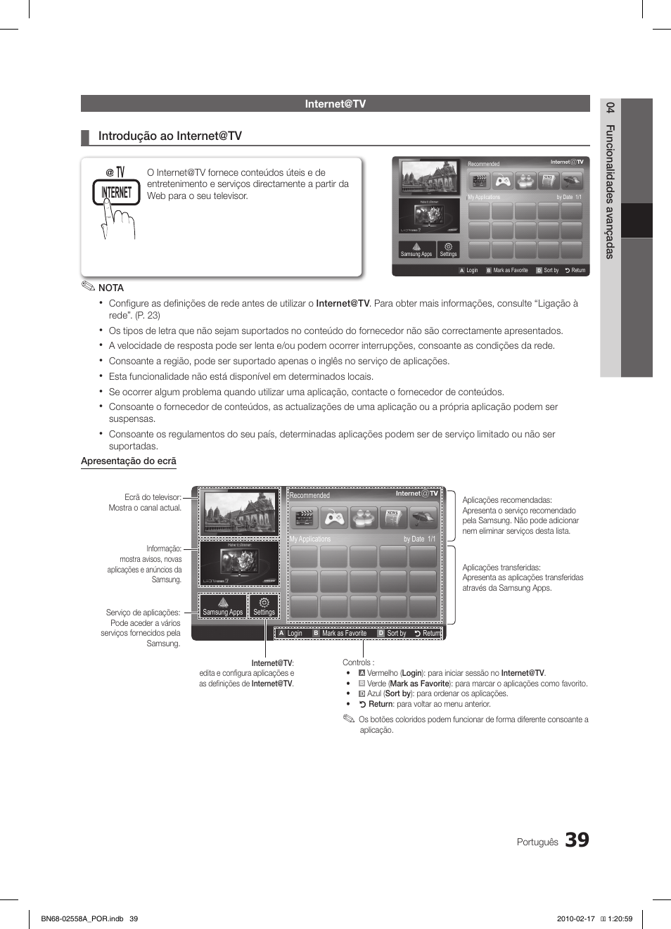 Introdução ao internet@tv | Samsung LE32C652L2W User Manual | Page 201 / 326