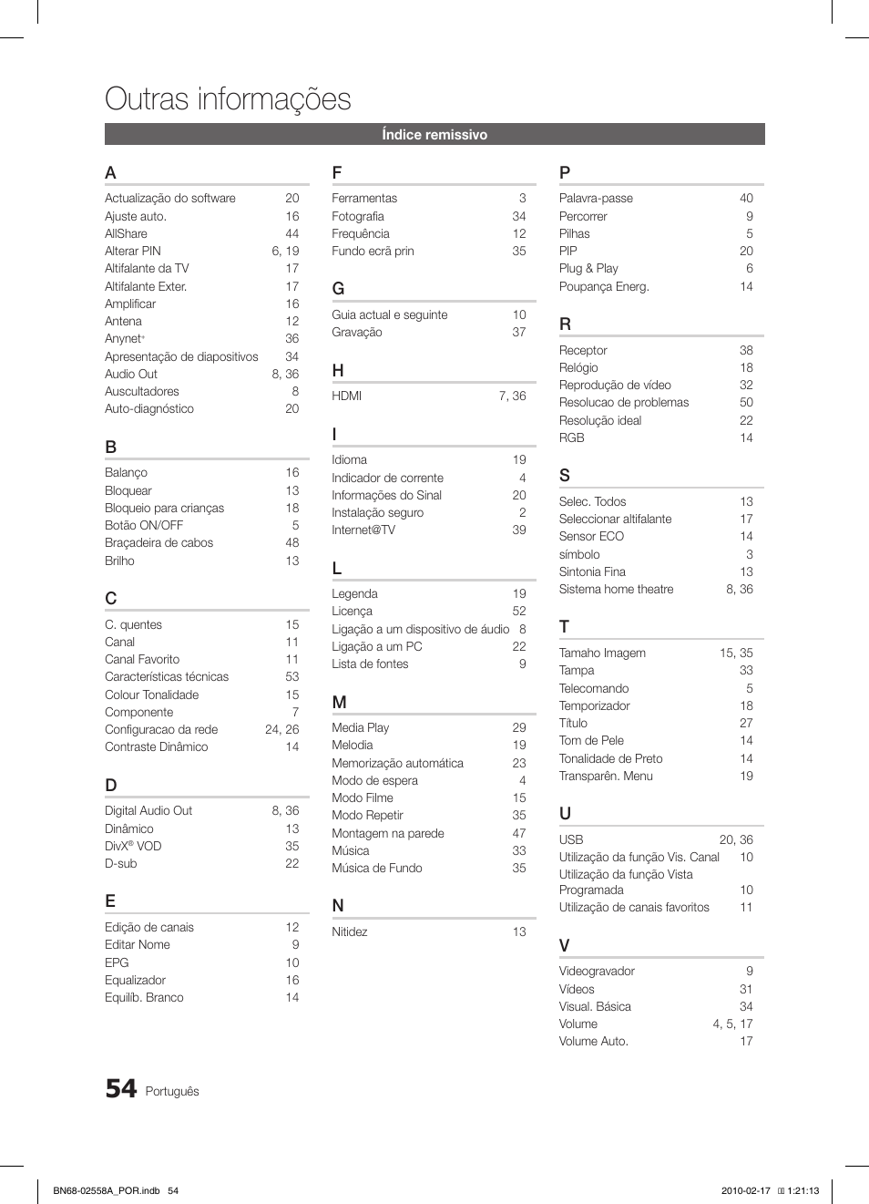 Outras informações | Samsung LE32C652L2W User Manual | Page 216 / 326