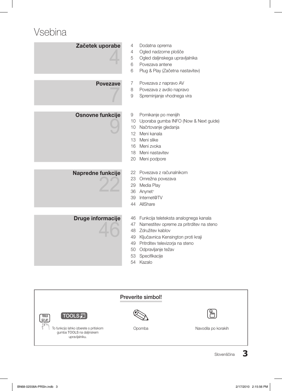 Vsebina | Samsung LE32C652L2W User Manual | Page 219 / 326