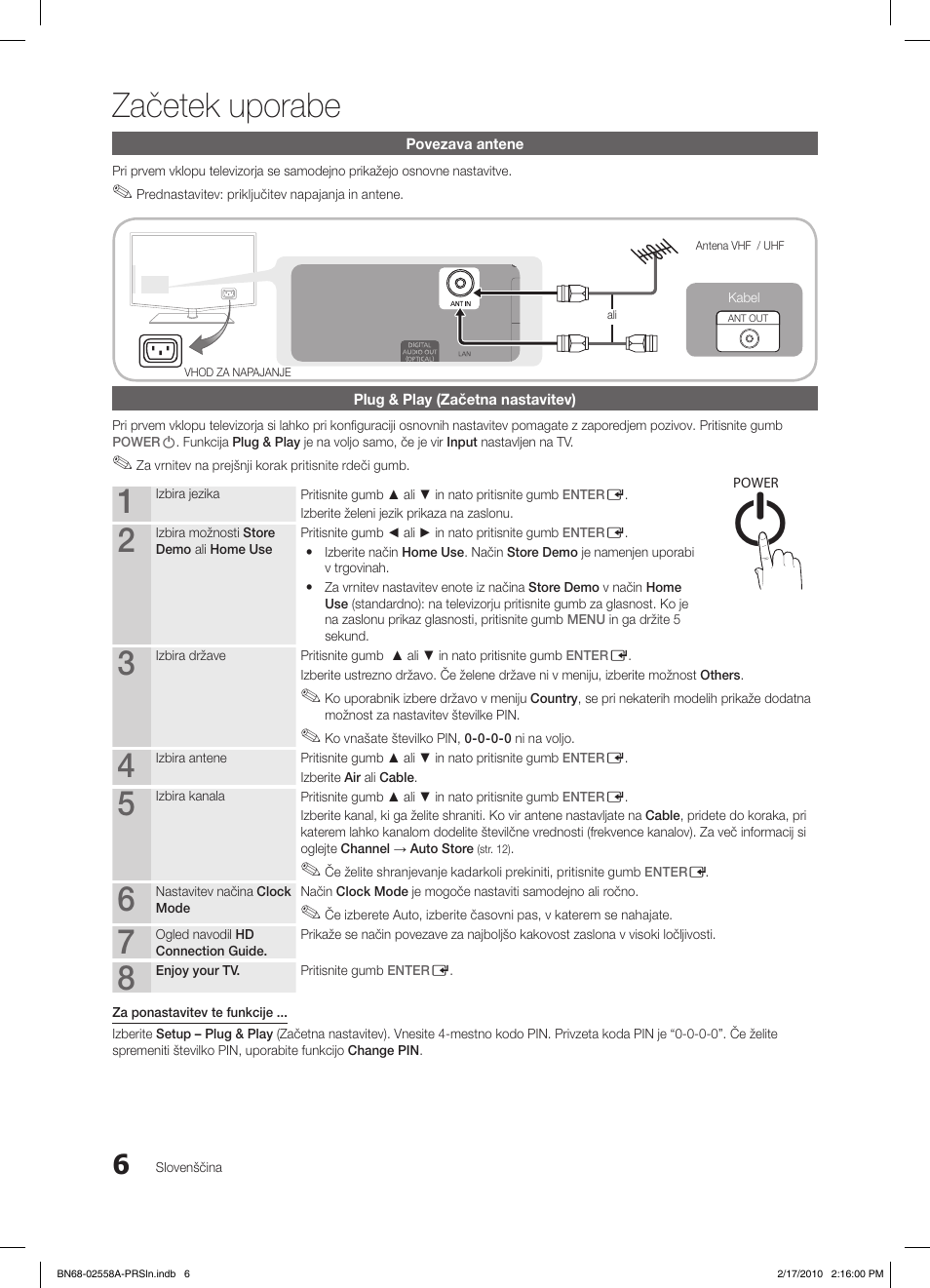 Začetek uporabe | Samsung LE32C652L2W User Manual | Page 222 / 326