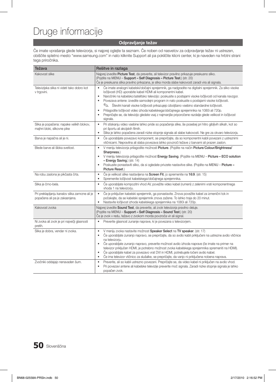 Druge informacije | Samsung LE32C652L2W User Manual | Page 266 / 326