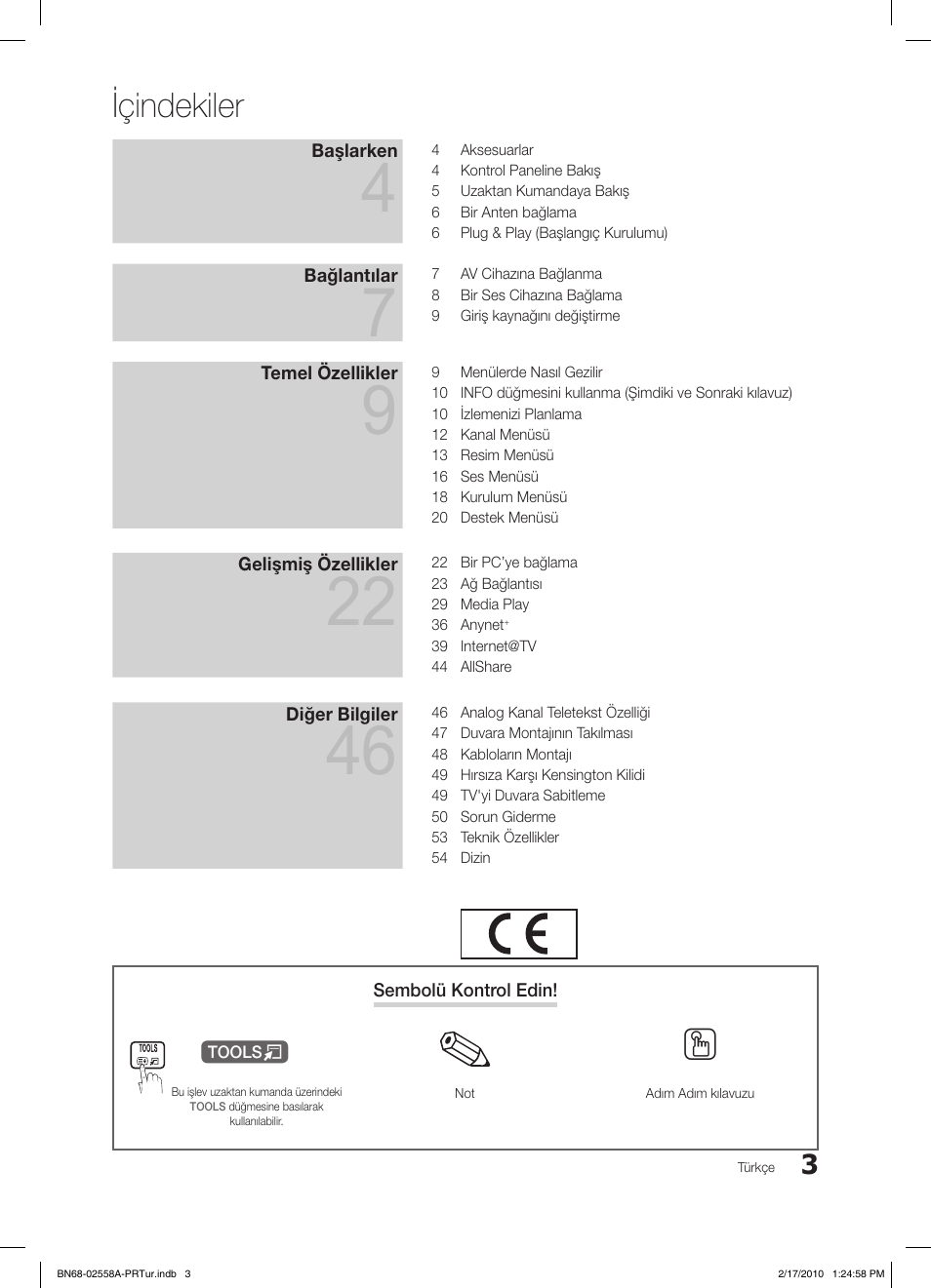 Içindekiler | Samsung LE32C652L2W User Manual | Page 273 / 326