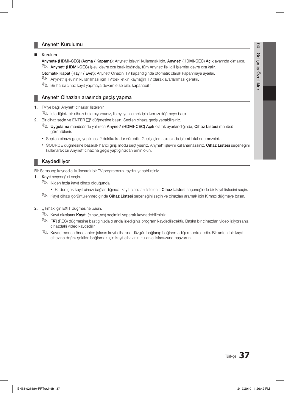 Samsung LE32C652L2W User Manual | Page 307 / 326