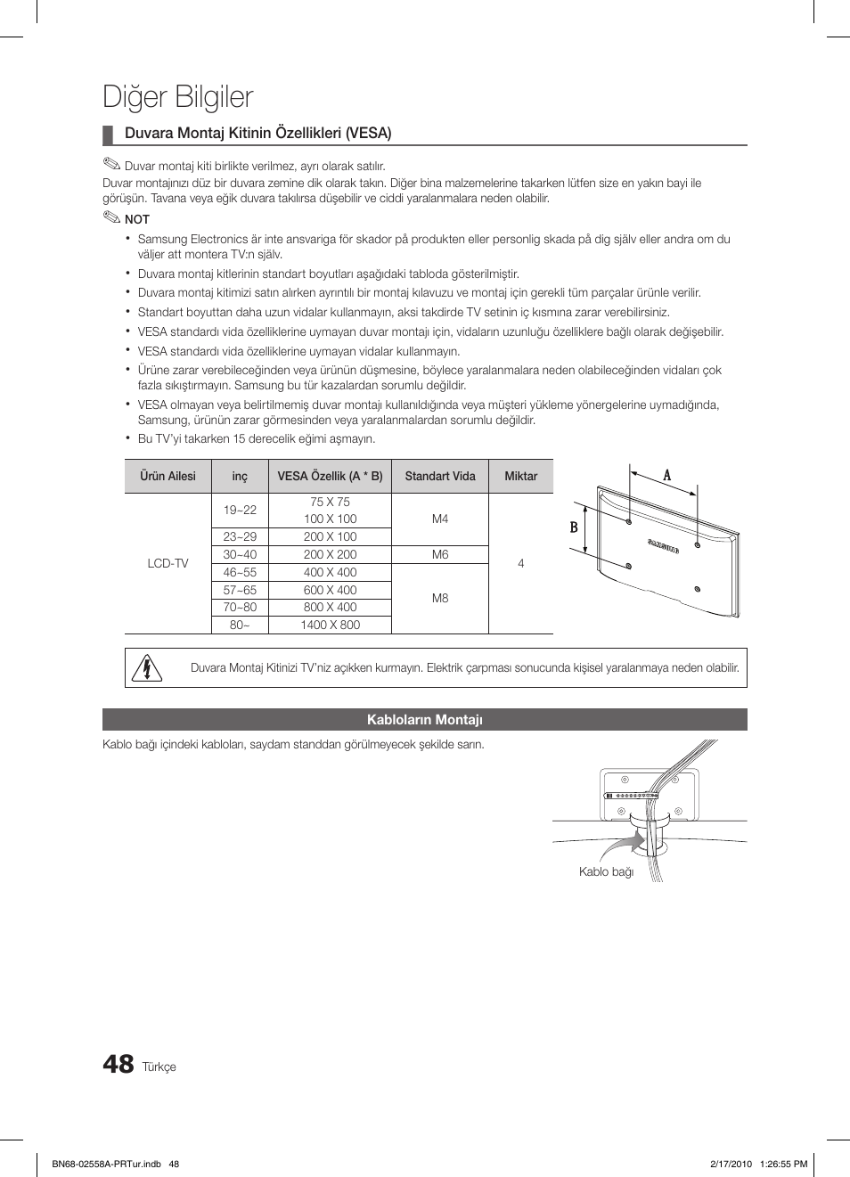 Diğer bilgiler | Samsung LE32C652L2W User Manual | Page 318 / 326