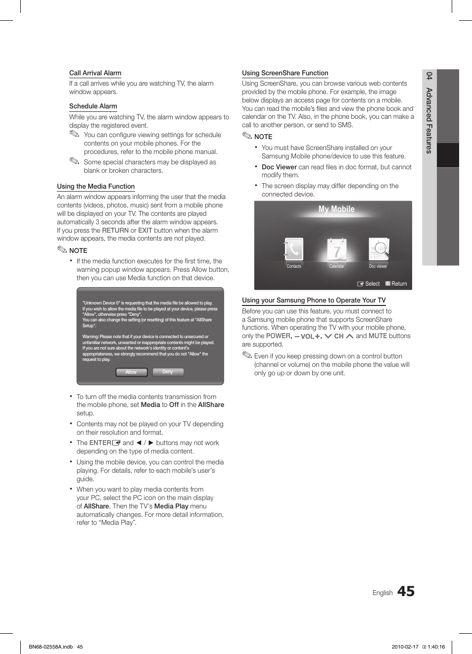 Samsung LE32C652L2W User Manual | Page 45 / 326