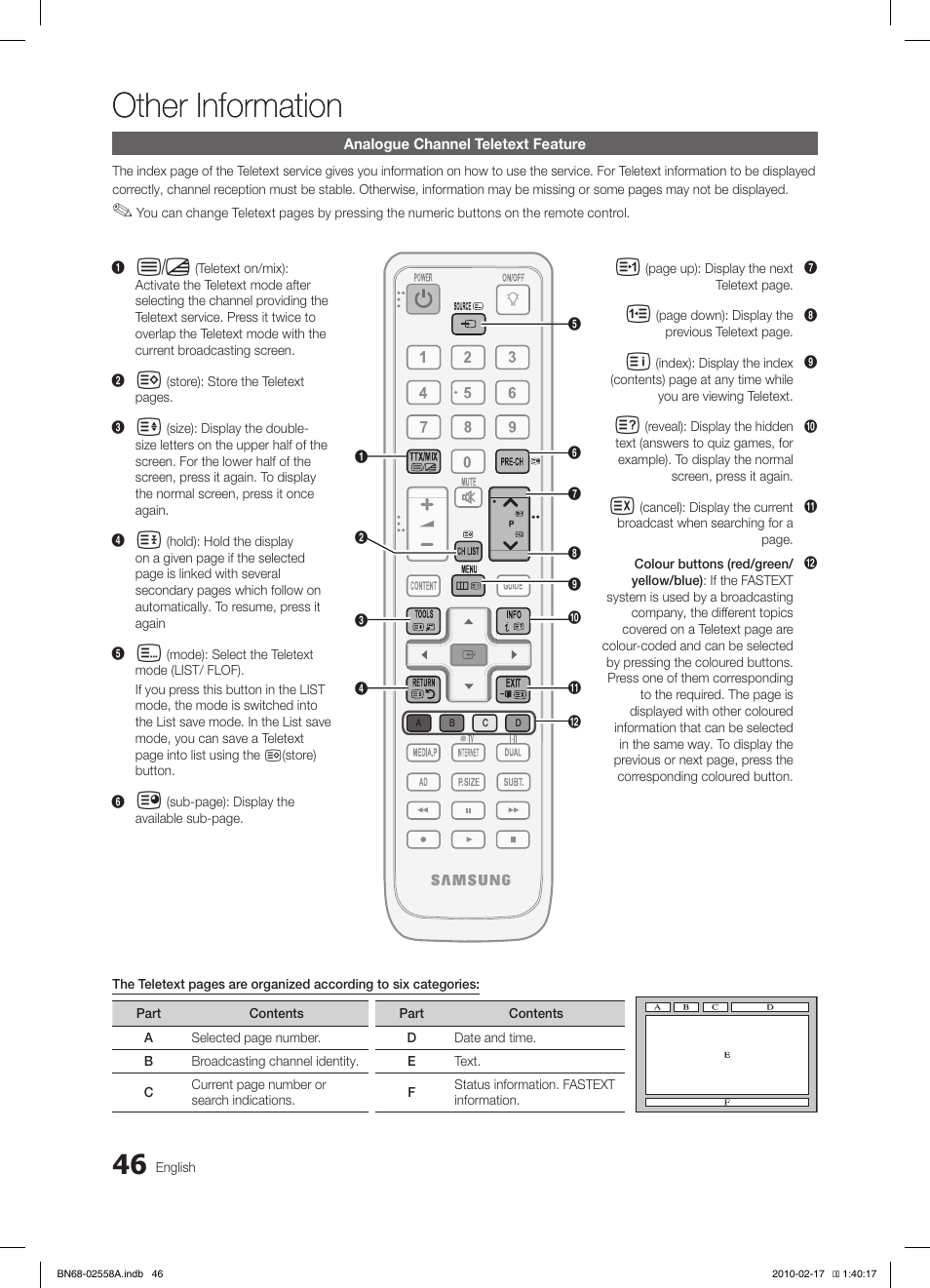 Other information | Samsung LE32C652L2W User Manual | Page 46 / 326