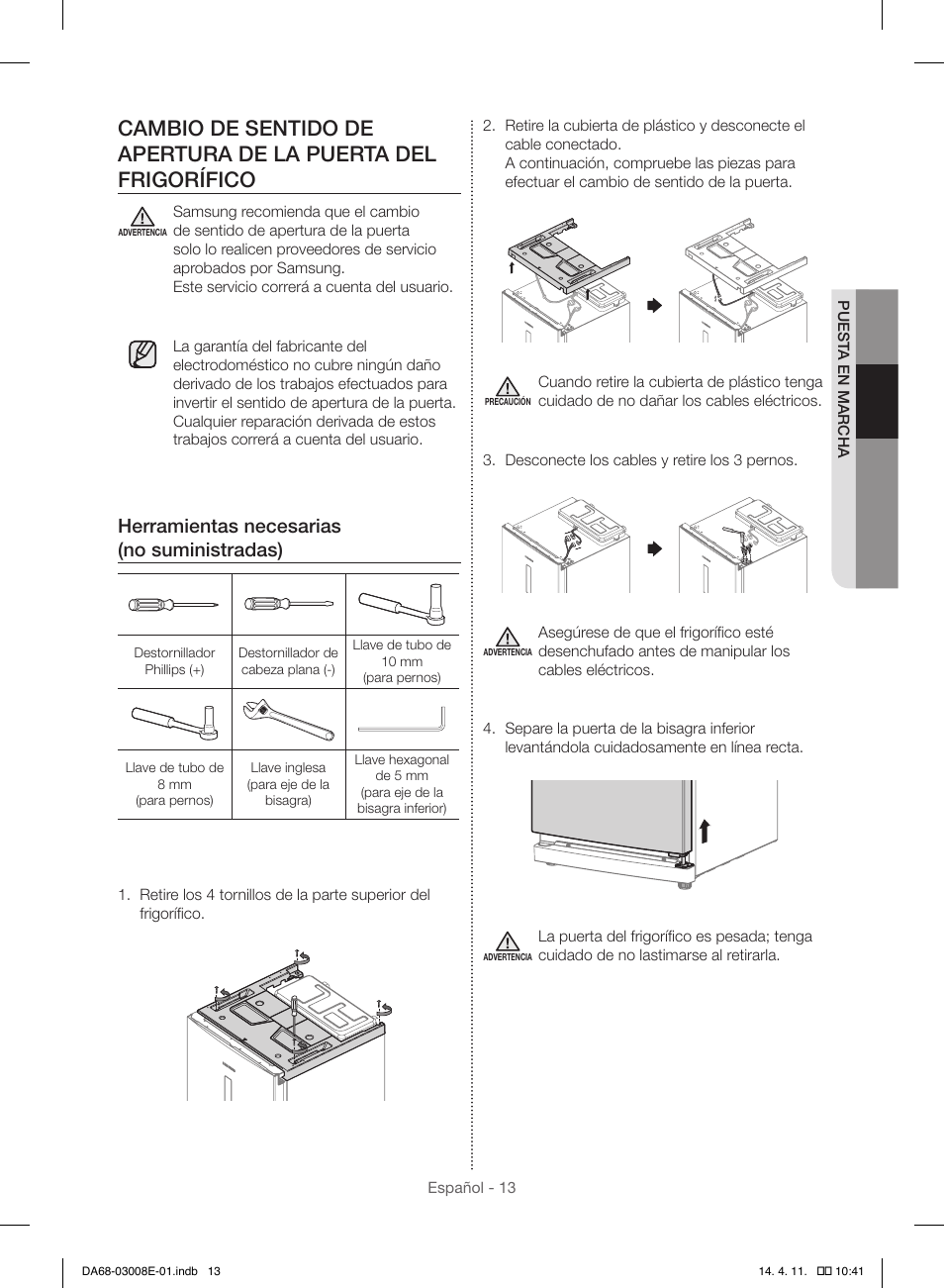 Herramientas necesarias (no suministradas) | Samsung RR35H6000SS User Manual | Page 65 / 132