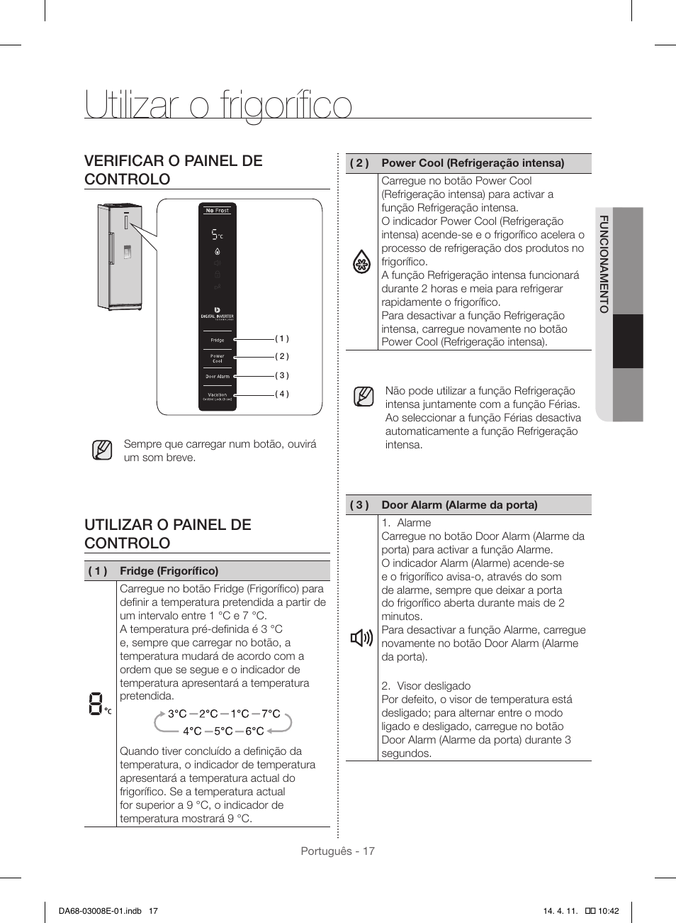 Utilizar o frigorífico, Verificar o painel de controlo, Utilizar o painel de controlo | Samsung RR35H6000SS User Manual | Page 95 / 132