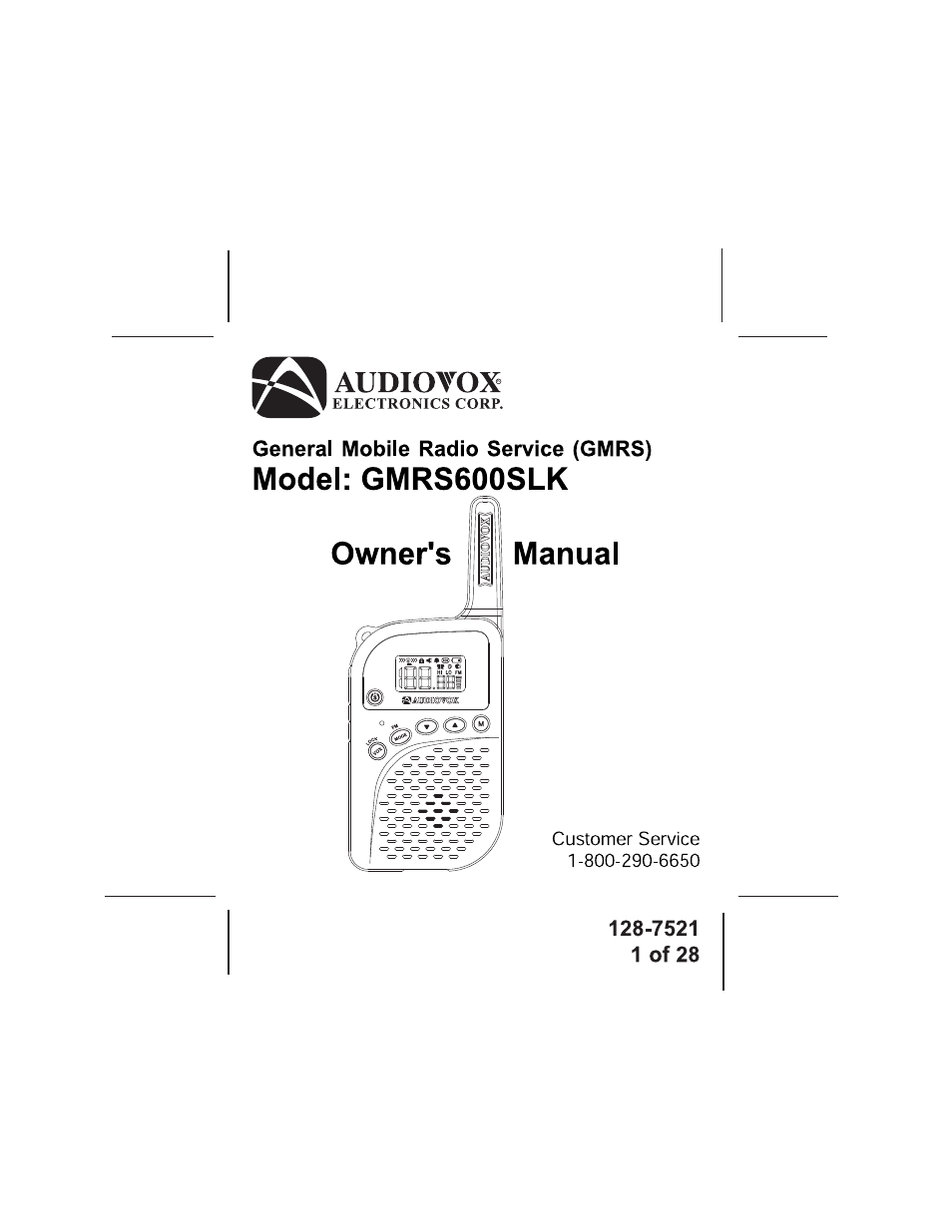 Audiovox GMRS600SLK User Manual | 28 pages