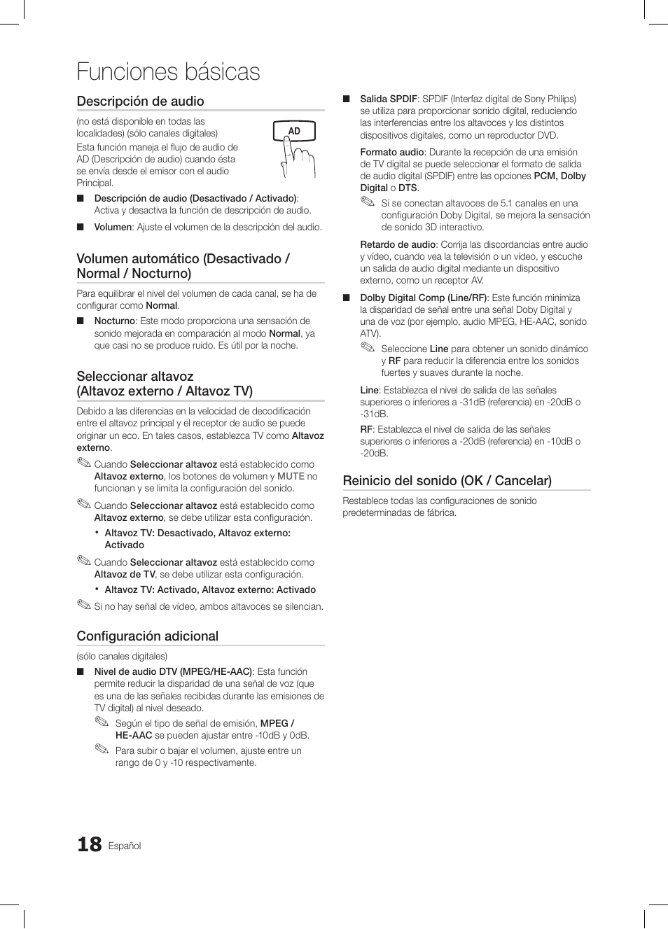 Funciones básicas | Samsung LE19C350D1W User Manual | Page 84 / 200