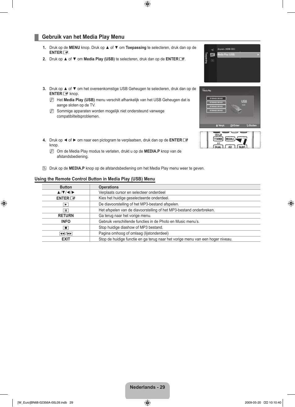 Gebruik van het media play menu | Samsung LE46B620R3W User Manual | Page 169 / 422