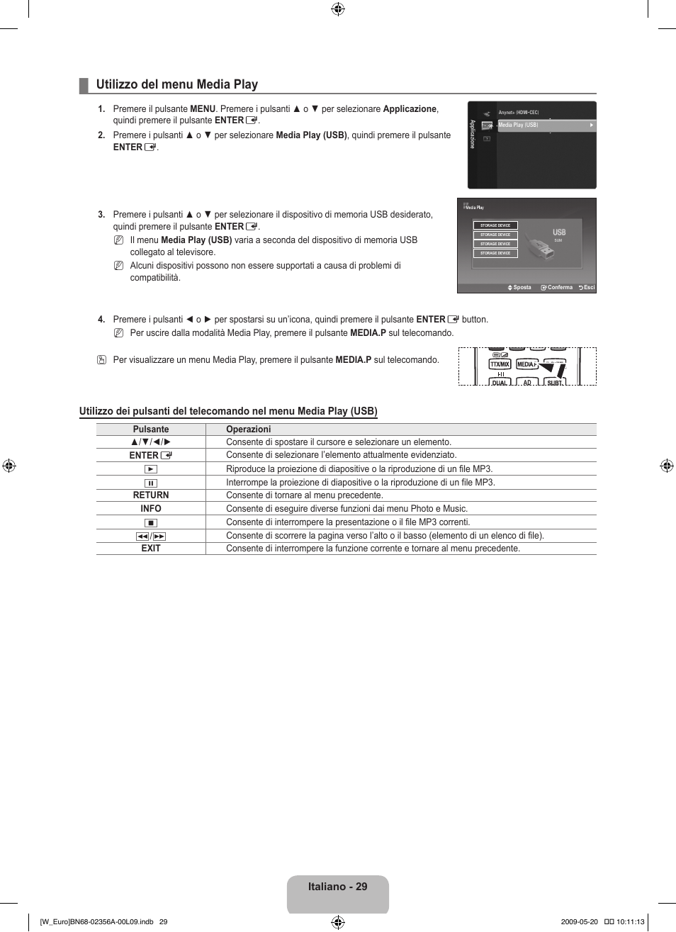 Utilizzo del menu media play | Samsung LE46B620R3W User Manual | Page 215 / 422