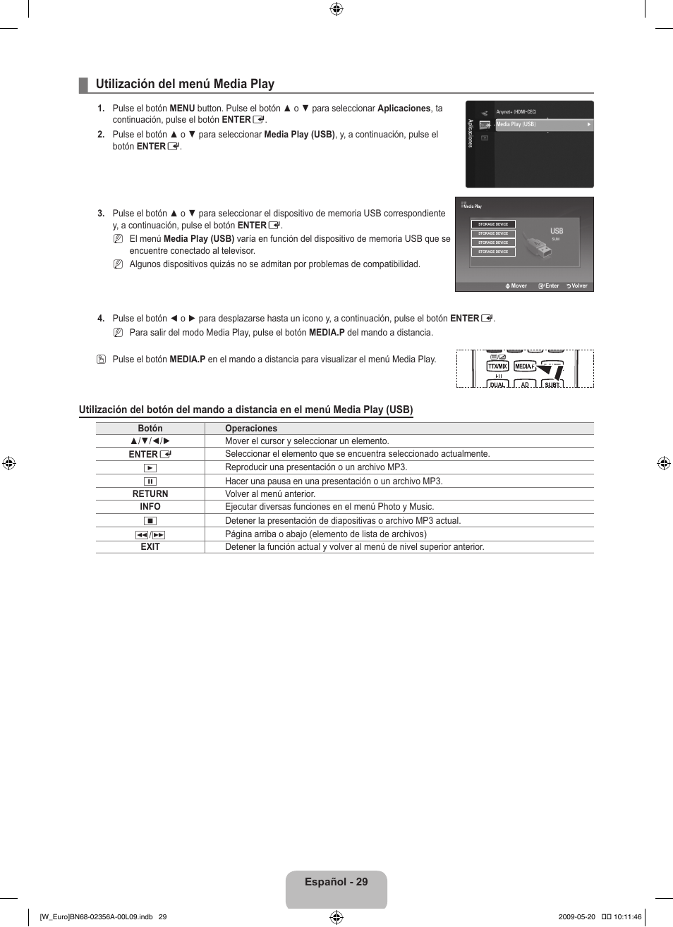 Utilización del menú media play | Samsung LE46B620R3W User Manual | Page 261 / 422