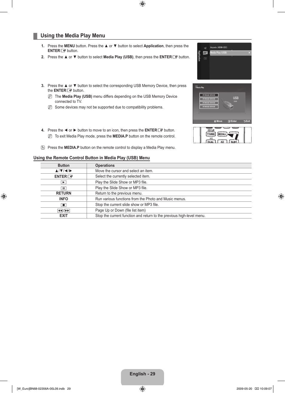 Using the media play menu | Samsung LE46B620R3W User Manual | Page 31 / 422