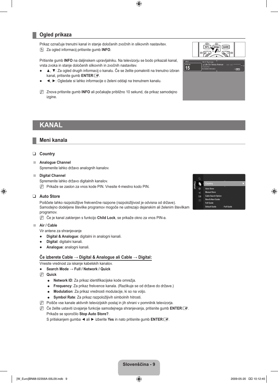 Kanal, Ogled prikaza, Meni kanala | Samsung LE46B620R3W User Manual | Page 333 / 422
