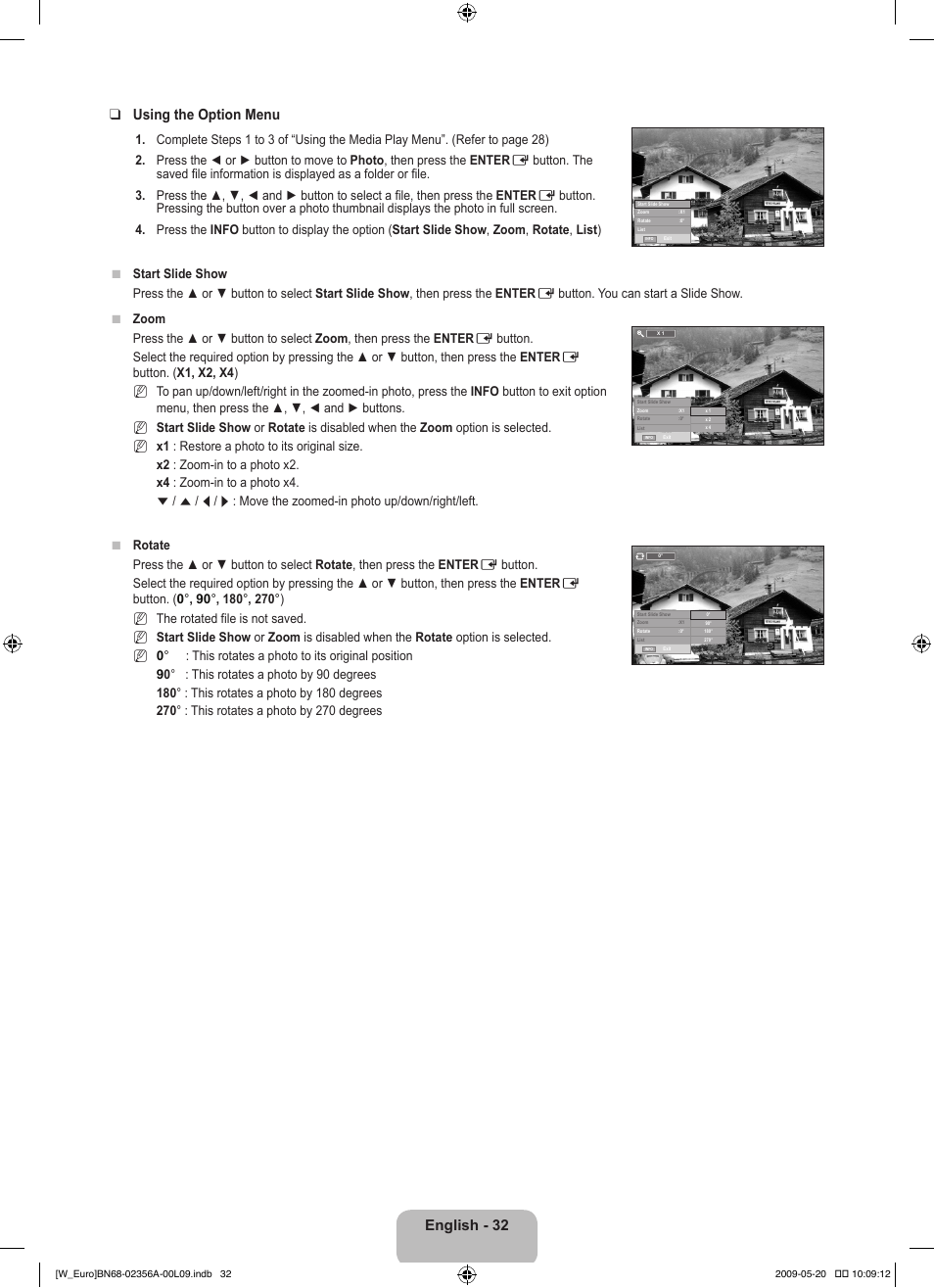 English - 32 using the option menu | Samsung LE46B620R3W User Manual | Page 34 / 422