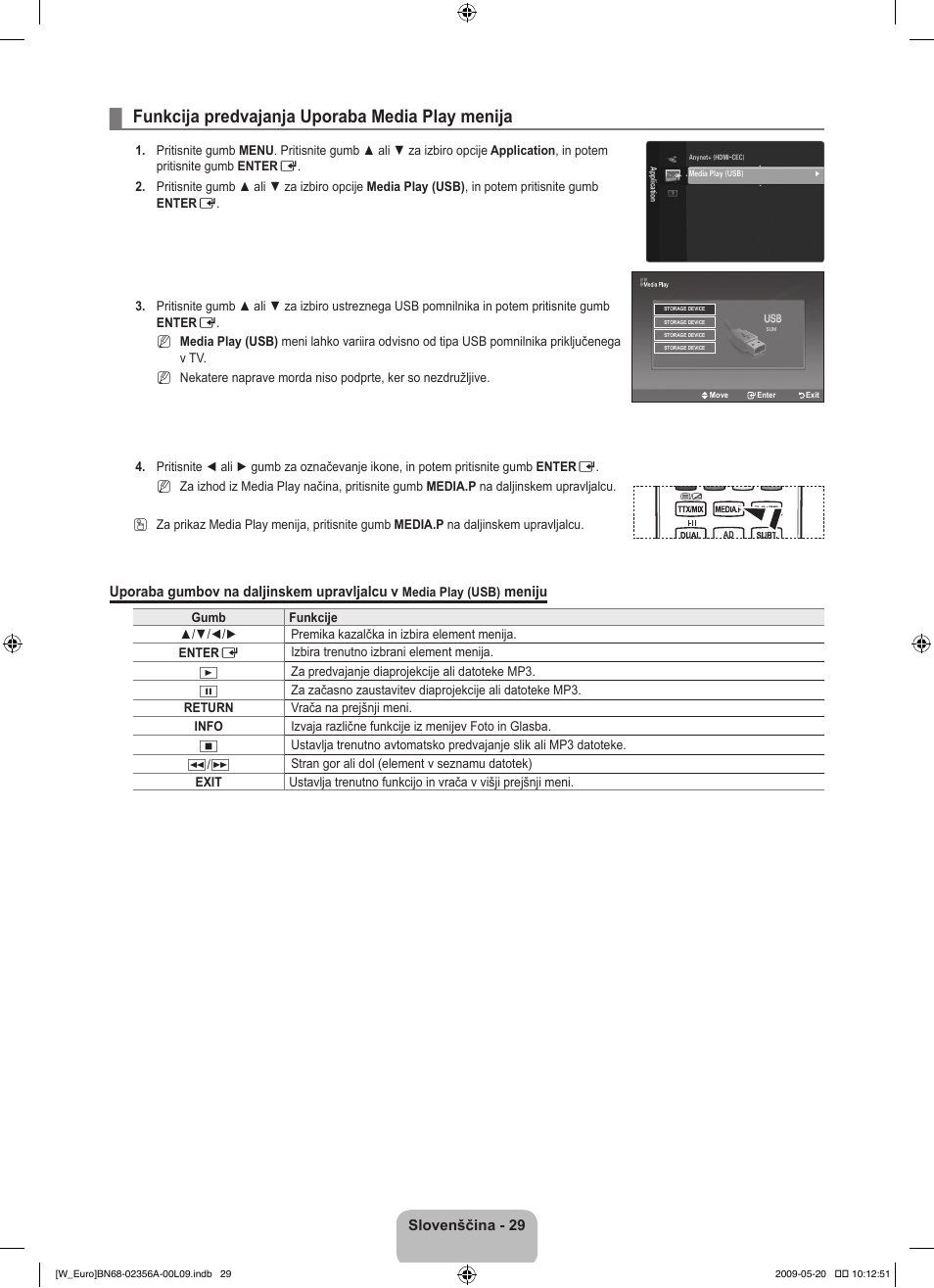 Funkcija predvajanja uporaba media play menija | Samsung LE46B620R3W User Manual | Page 353 / 422