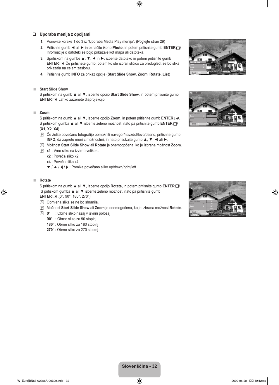 Slovenščina - 32 uporaba menija z opcijami | Samsung LE46B620R3W User Manual | Page 356 / 422